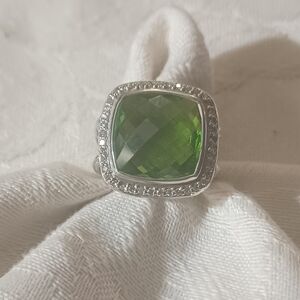 David Yurman Peridot & Diamond Albion Ring, Size 6.5, 14mm